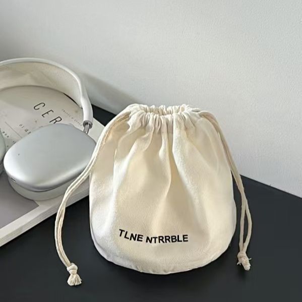 Solid Color Inner Lining Fabric Bag Drawstring Pouch Storage Bag Women's Canvas Bag Drawstring Makeup Bag Canvas Inner Lining