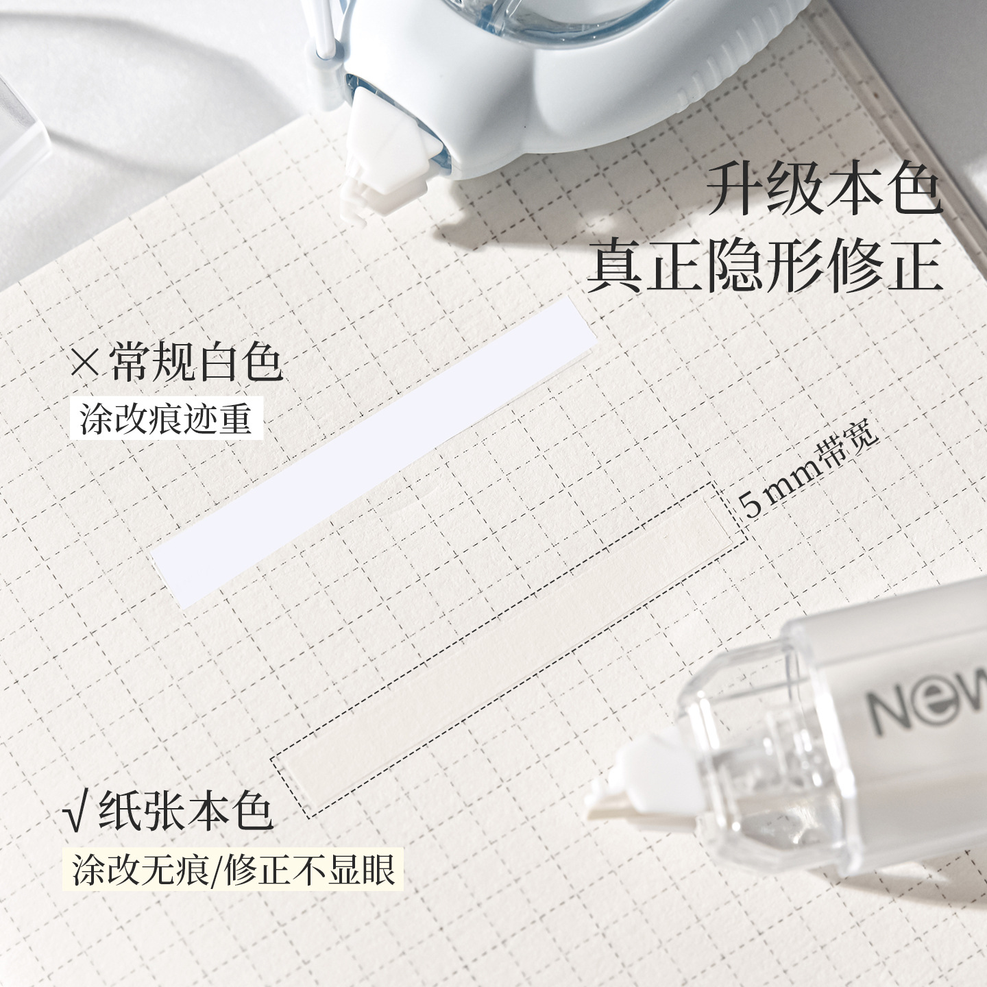 Cinta de corrección en forma de bolígrafo transparente La cinta de corrección especial para estudiantes es sedosa y suave con cinta de corrección de gran capacidad en stock