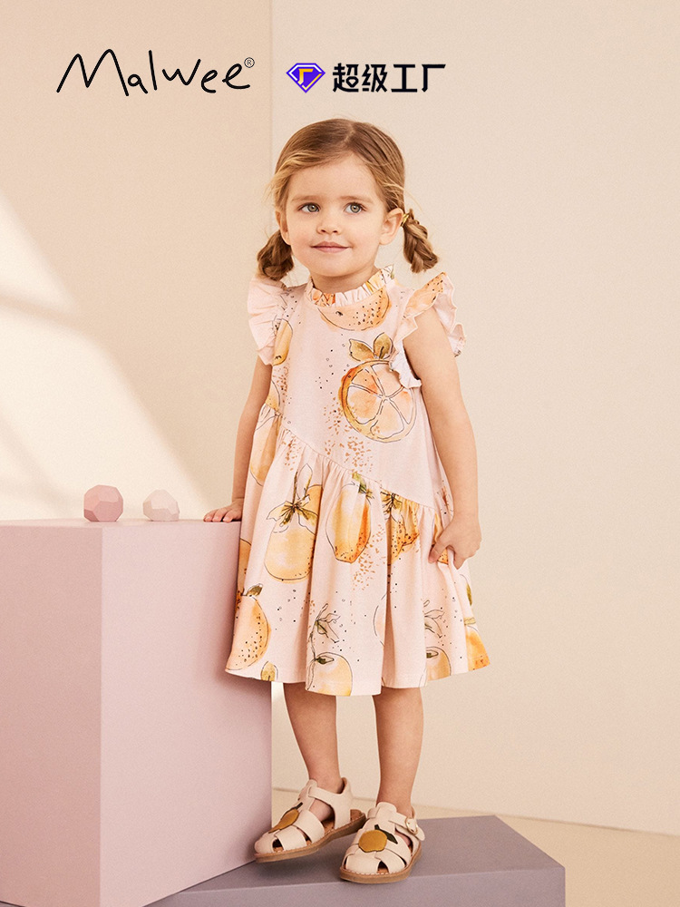 Vestido de princesa para niños malwee transfronterizo verano nuevo vestido lindo para niños europeos y americanos vestido de niña de estilo occidental