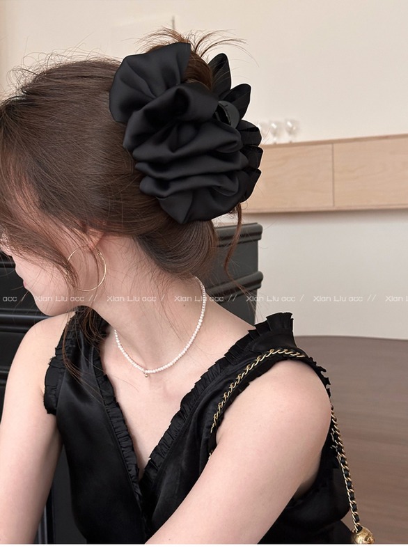 2025新款韩百搭高档蓬松云朵泡泡抓夹女大号蝴蝶结盘发鲨鱼夹发夹|undefined