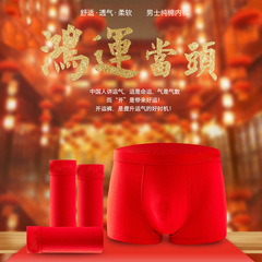 Cross-border large size 200 catties New Year's briefs men modal cotton wedding new style red men's underwear 