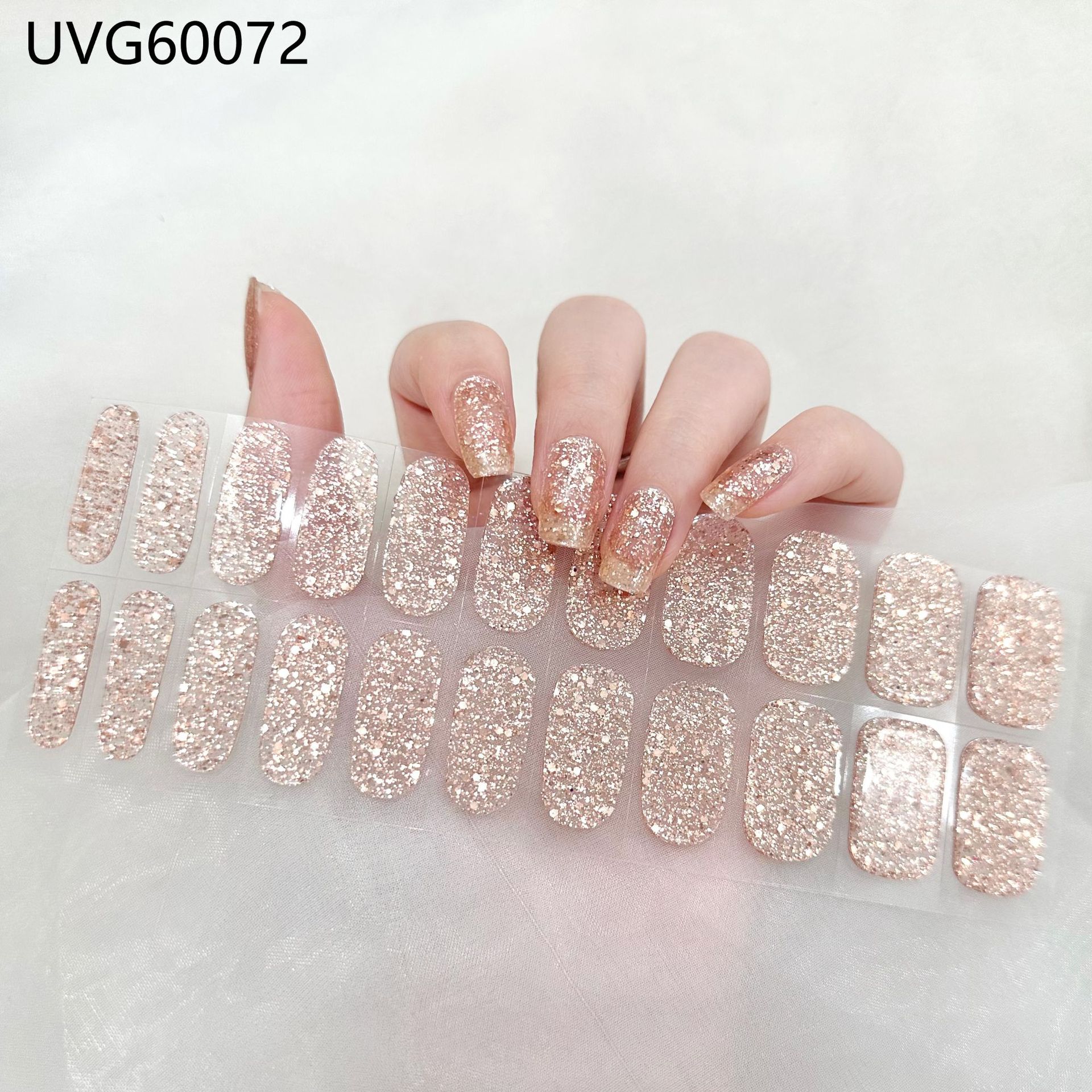 Pegatinas de uñas de gel UV transparentes efecto hielo, semicuradas, con lámina dorada, fototerapia, efecto película de aceite