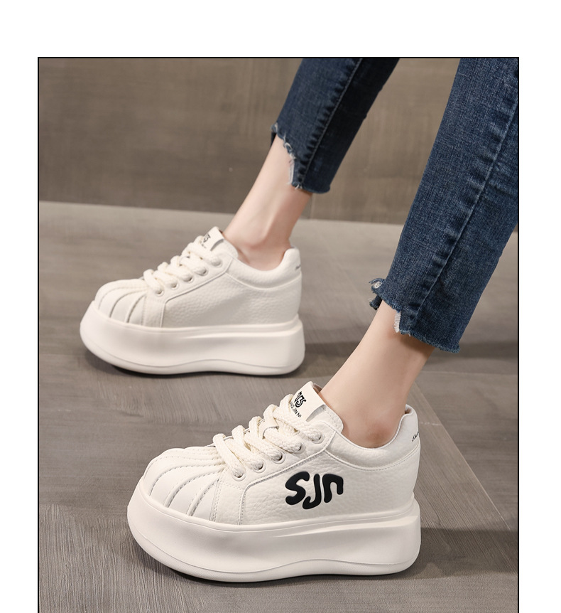 Giày sneaker nữ đế dày tăng chiều cao phong cách thời trang đa năng — màu trắng chi tiết 10