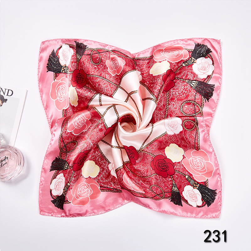 35g Weight Silk Scarf Classification Office, Daily Occasion Satin Cloth Material Star, Flower Pattern Spring&Summer Season Women's Gender Printing Design Elegant Style Women's Elegant Star Flower Satin Cloth Printing Silk Scarf 27