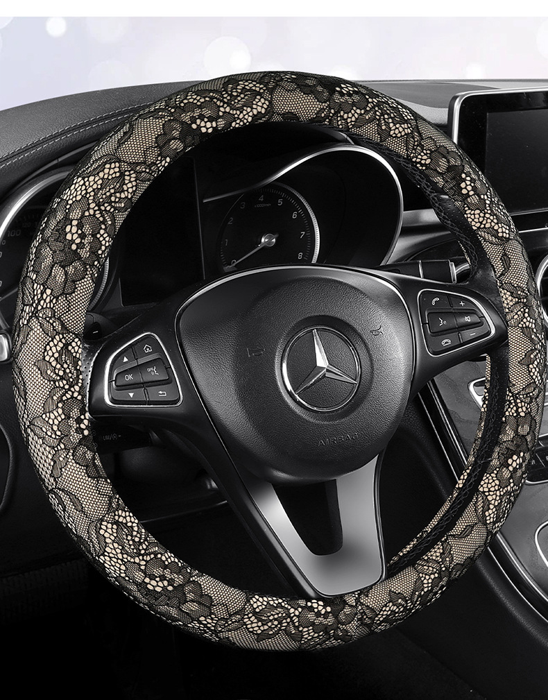 Cross-Border 26-Year New Model Lace Dirt-Resistant Breathable Non-Slip All-Season Universal Foreign Trade Exclusive Five-Seater Car Steering Wheel Cover