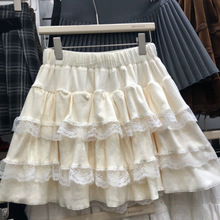 2025年秋冬甜美减龄白色芭蕾风半身裙女高腰蓬蓬裙蕾丝蛋糕裙