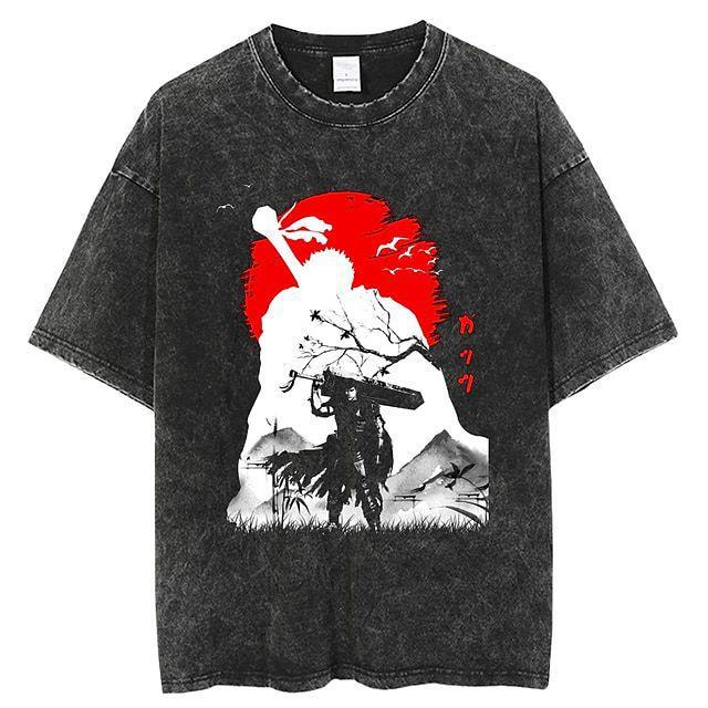 BerserkGutsT恤狂暴超大号水洗T恤T恤男式女式中性成人休闲百搭