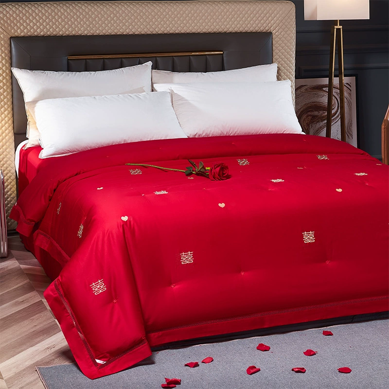 Одеяло из шелковицы, весенне-осеннее одеяло, красное зимнее одеяло, одеяло для свадебного торжества, подарок на приданое, летнее одеяло, универсальное для всех сезонов.