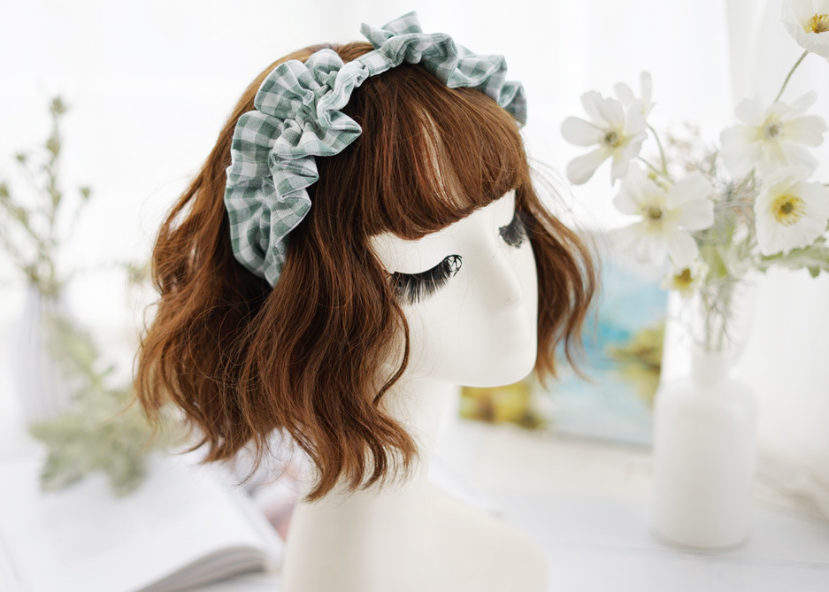 Korean Pastoral Plaid Cotton Fabric Headband display picture 5