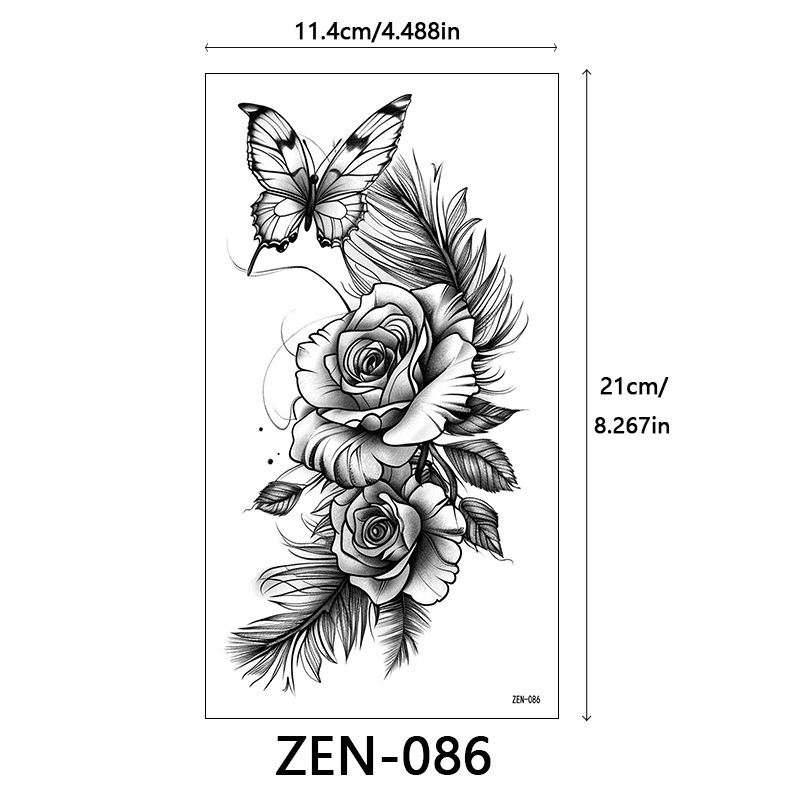 新品跨境 ZEN小全臂纹身贴半臂纹身贴动物花朵万圣节纹身贴tattoo|undefined