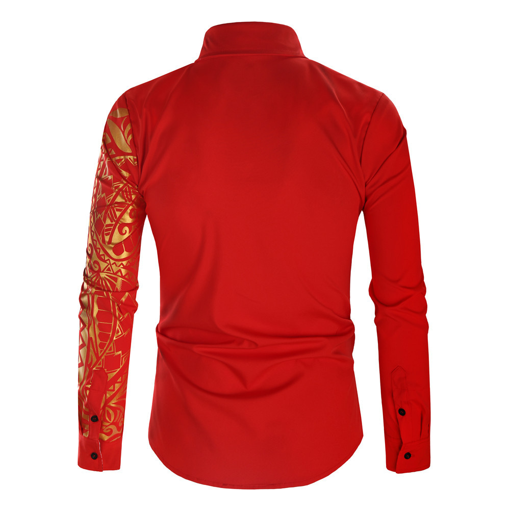 Regular Top Length Wholesale Men's British Style Ditsy Floral Long Sleeve Men's Tops