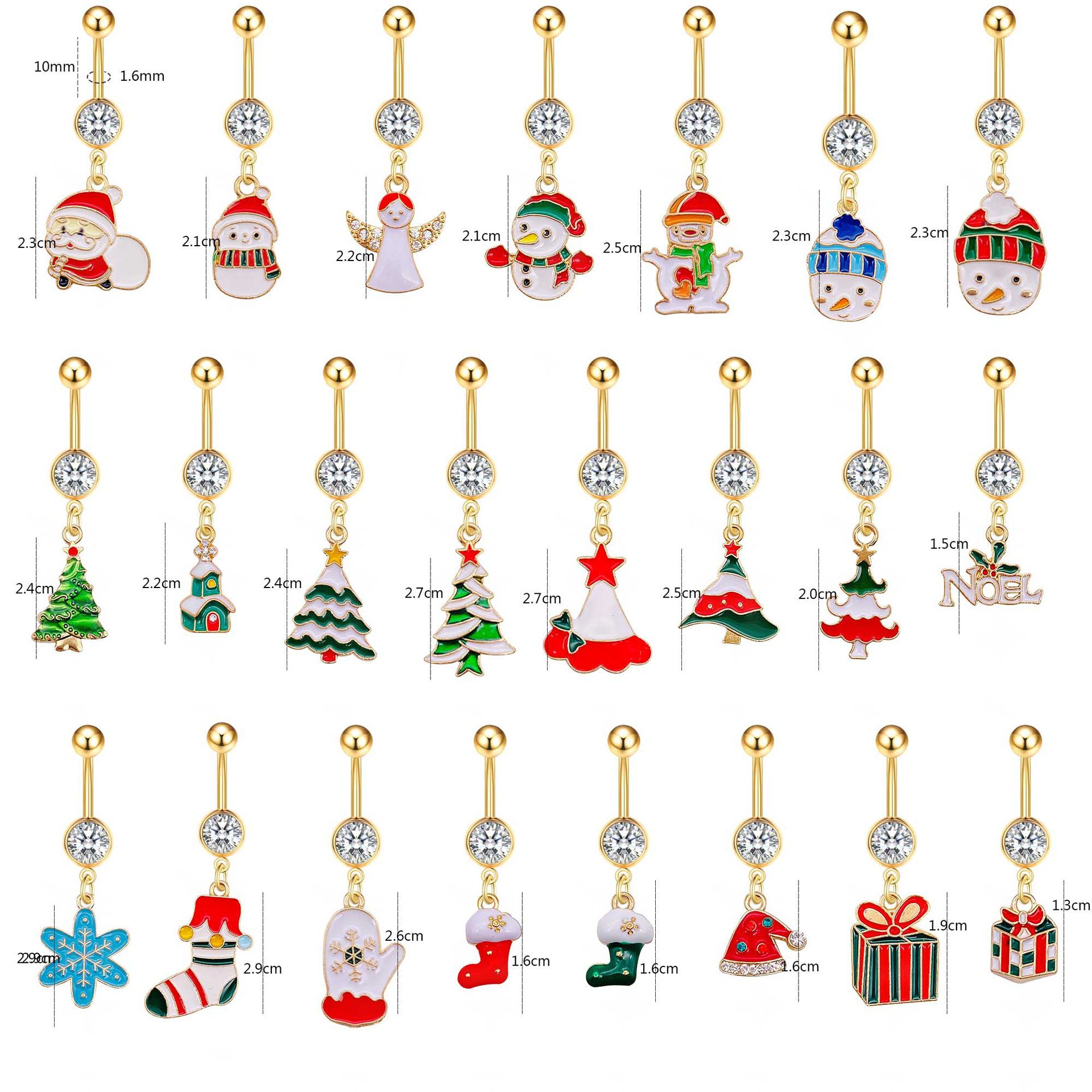 Fashion Snowman Snowflake Stainless Steel Plating Inlay Rhinestones Belly Ring 1 Piece