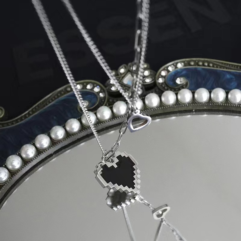 Drip Oil Love Double Layer Titanium Steel Necklace for Women, Simple Versatile, Layered and Wearable, Cool Style Hip Hop_voghion.com