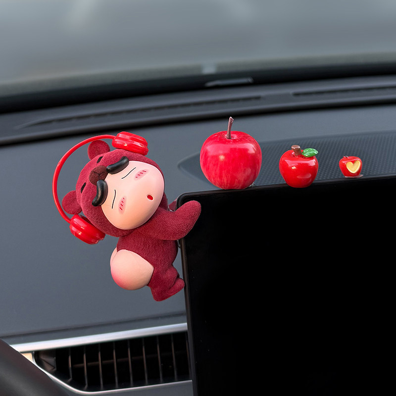 2026 New Model Shin-Chan Car Screen Ornament, Plush Shin-Chan Interior Decoration, Car Dashboard Screen Decoration, Good Luck Charm