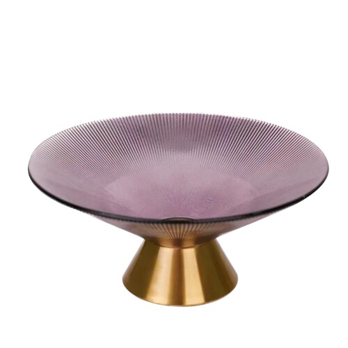 Fruit tray pink creative modern living room coffee table snack household high-end Internet celebrity wind glass tall fruit tray
