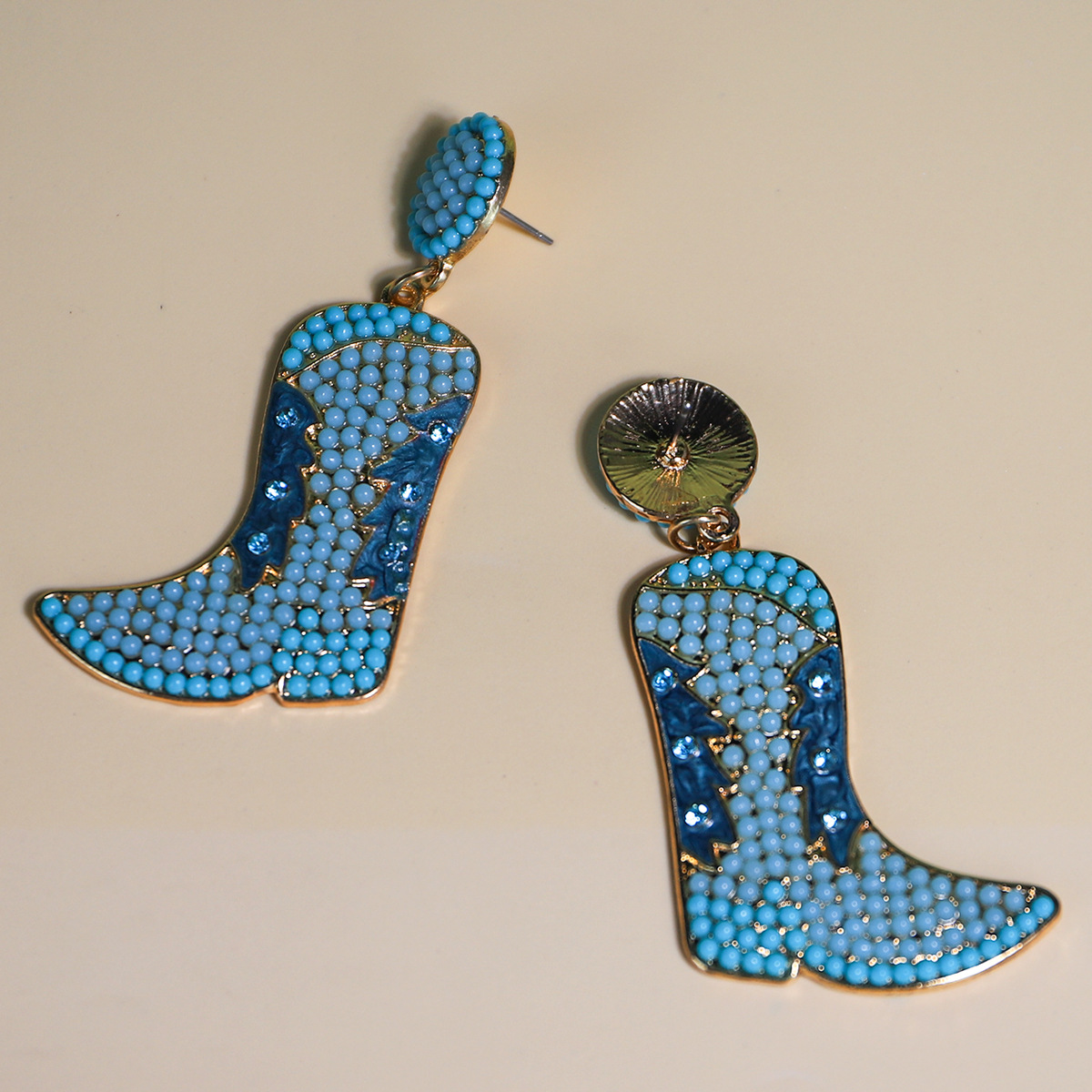 1 Pair Novelty Modern Style Boots Shoe Beaded Plating Seed Bead Metal Drop Earrings display picture 2