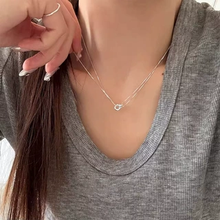 日韩风s925纯银极简圆环双层项链女新款小众简约个性百搭锁骨链潮