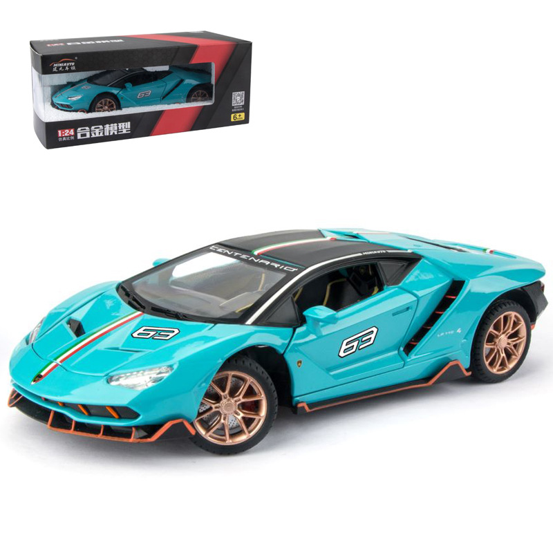 [盒裝]建元1:24蘭博LP770跑車合金聲光回力四輪避震轉向DC24281