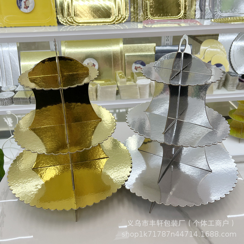 Fábrica en el lugar de la fiesta desechable estante de pastel de papel fiesta de cumpleaños diseño de estante de pasteles estante de bocadillos