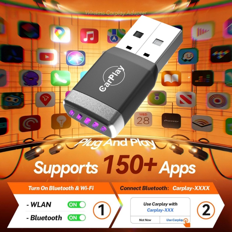 Wireless Carplay Car USB 2-in-1 Apple Android Auto 2-in-1 Screen Projection Overseas Youtube Interconnection