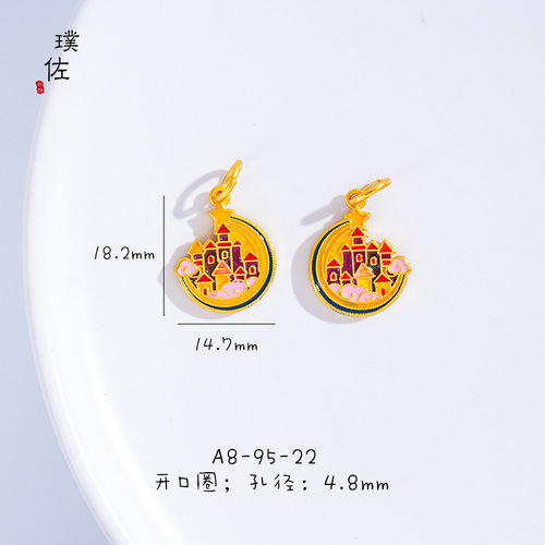Long lasting sand gold diy peanut transfer beads diy lily of the valley abacus blessing cat castle magic wand pendant