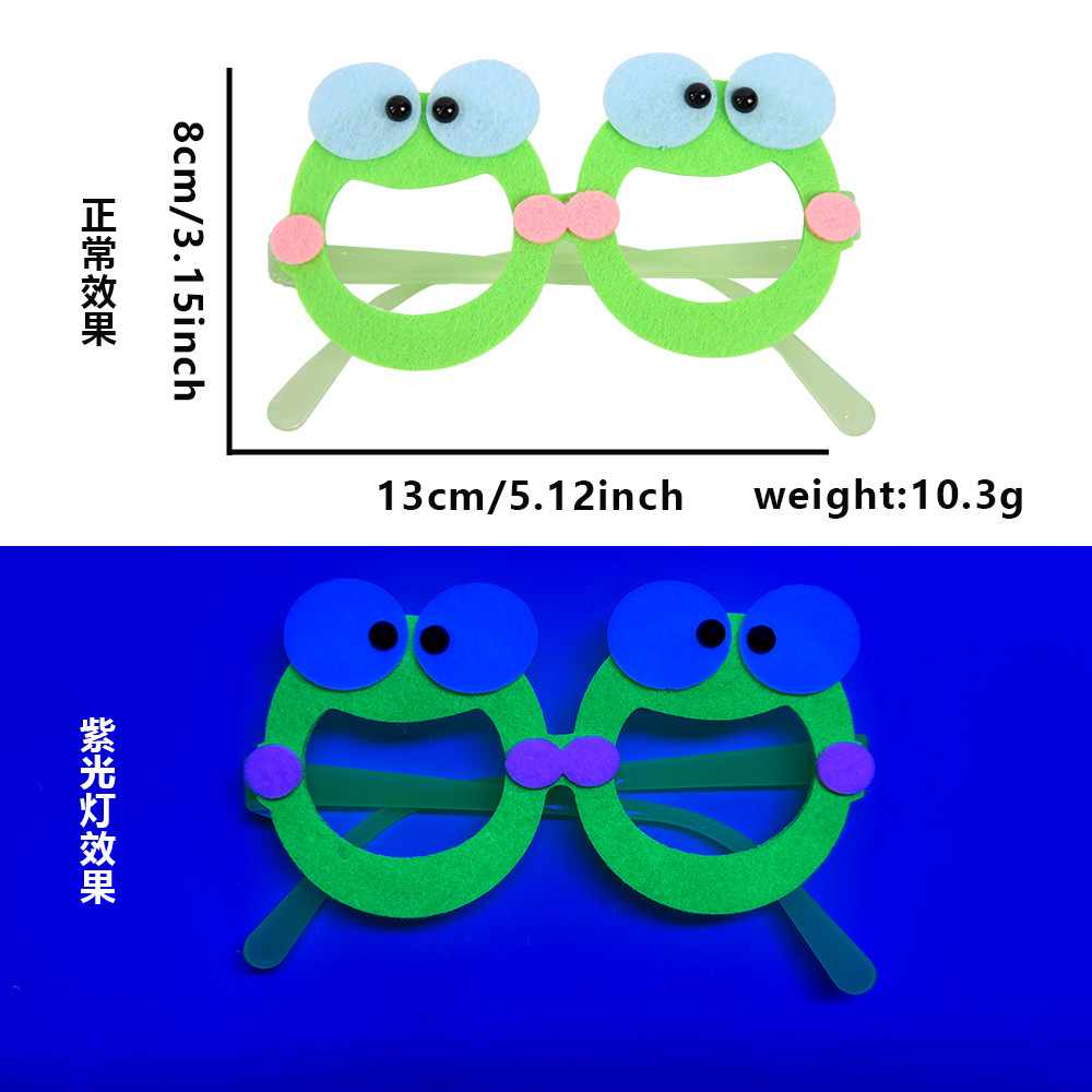 Nuevas decoraciones de fiesta con tema fluorescente, gafas, cumpleaños para niños, ambiente fotográfico, accesorios de vestir, marco de gafas de fieltro
