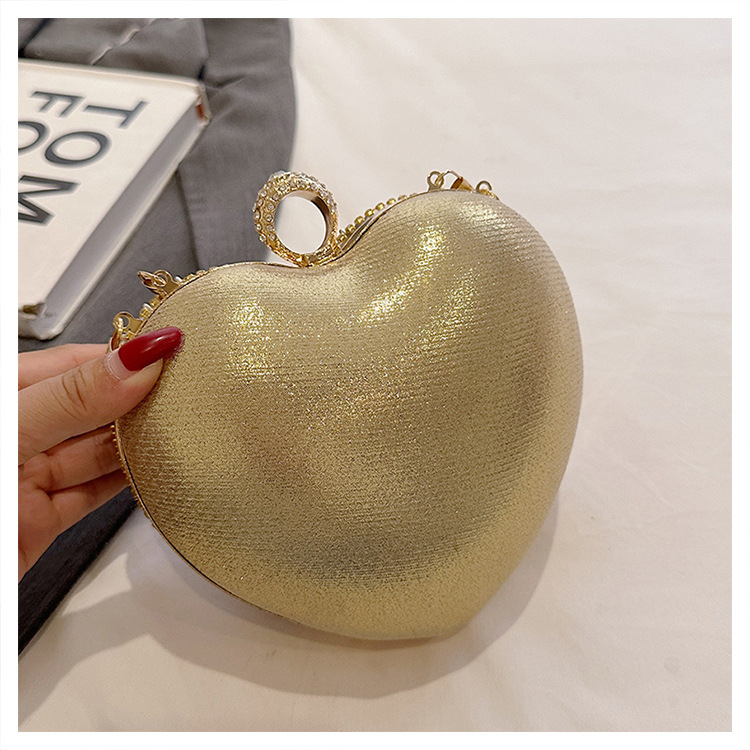 Plata Colores Oro Metal Forma De Corazón Diamante De Imitación En Forma De Corazon Bolsos De Noche display picture 16