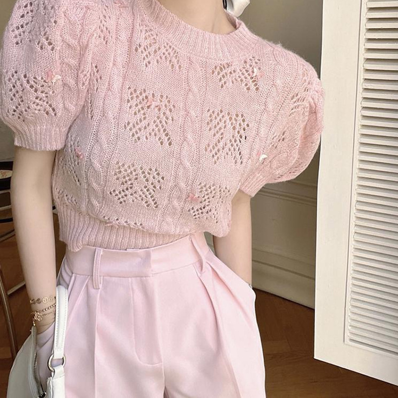 Title 7, Womens Summer Wear Single Pink Knitwear Short ...