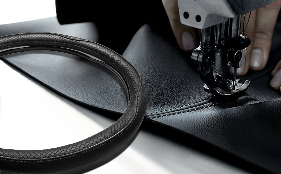 Cross-Border Amazon Best-Selling Car Steering Wheel Cover Microfiber Leather Diamond Embossed with Anti-Slip Inner Ring Car Handlebar Cover