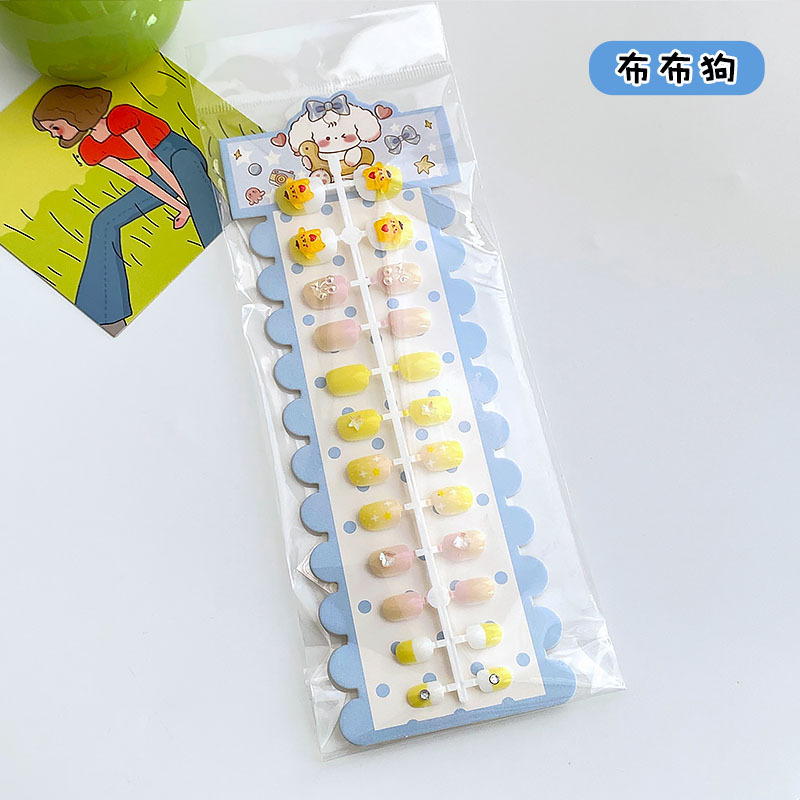 创意卡通可爱长条儿童美甲24片装带果冻胶穿戴甲套装小孩礼物批发|undefined