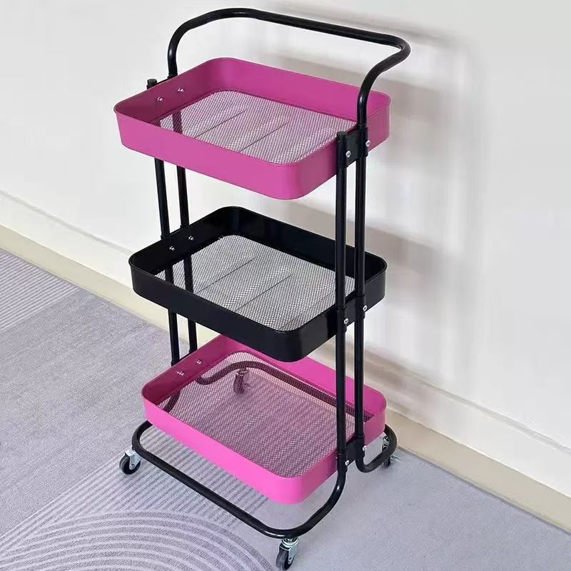 カラーブロックトロリー収納ラック多層アームレスト収納ラックキッチン寮スナック収納ラック卸売家庭用トロリー|undefined