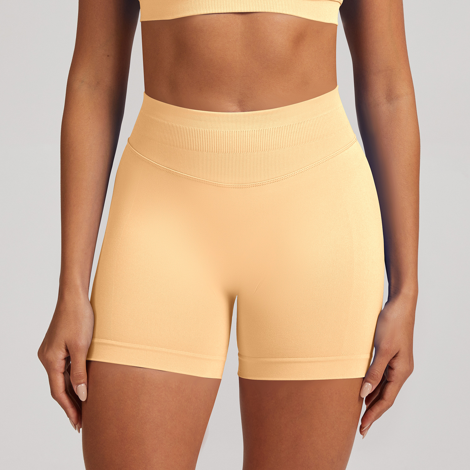 Amazon'un popüler dikişsiz fitness yoga şortları, kalça kaldırıcı koşu yoga pantolonları, yüksek elastik, çabuk kuruyan üç noktalı spor şortları