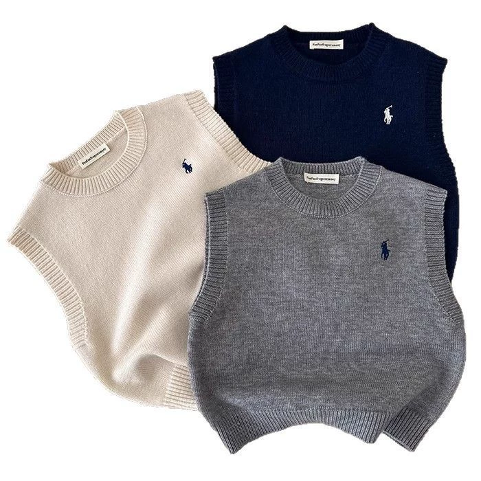 Детский свитер, осенняя вязанный цветной жилет, западный стиль