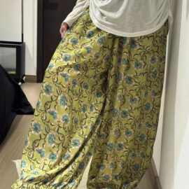 2026年外贸新款夏季甜美花卉裤女睡裤可外穿花苞休闲裤
