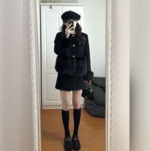 小香风感毛呢套装裙冬季新款气质名媛设计感两件套小洋装女装