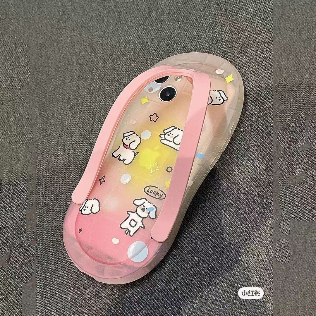투명 슬리퍼-FL 피 수면 화이트 독 (파우더 신발 끈)