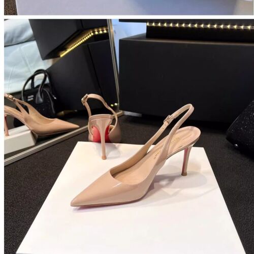 Spring New Red Sole High Heels with Open-toe, Sexy and Versatile, Slim Heel, Low-profile Single Shoes with Back Strap and Toe Cover Sandals