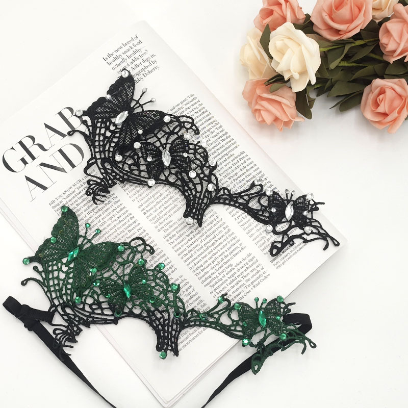 Venecia máscara de mariposa de encaje negro con gafas especiales máscara de carnaval de diamante sexy