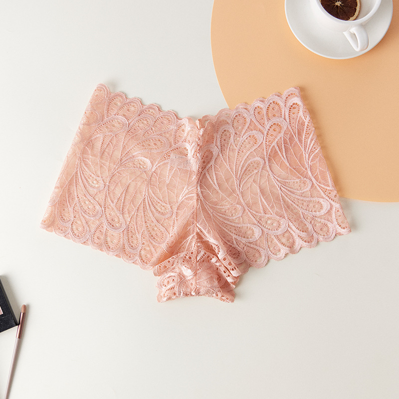 Pantalones de encaje sexy de mujer hueco encantador seductoras pantalones planos cómodos transpirables entrepierna de algodón de mujer