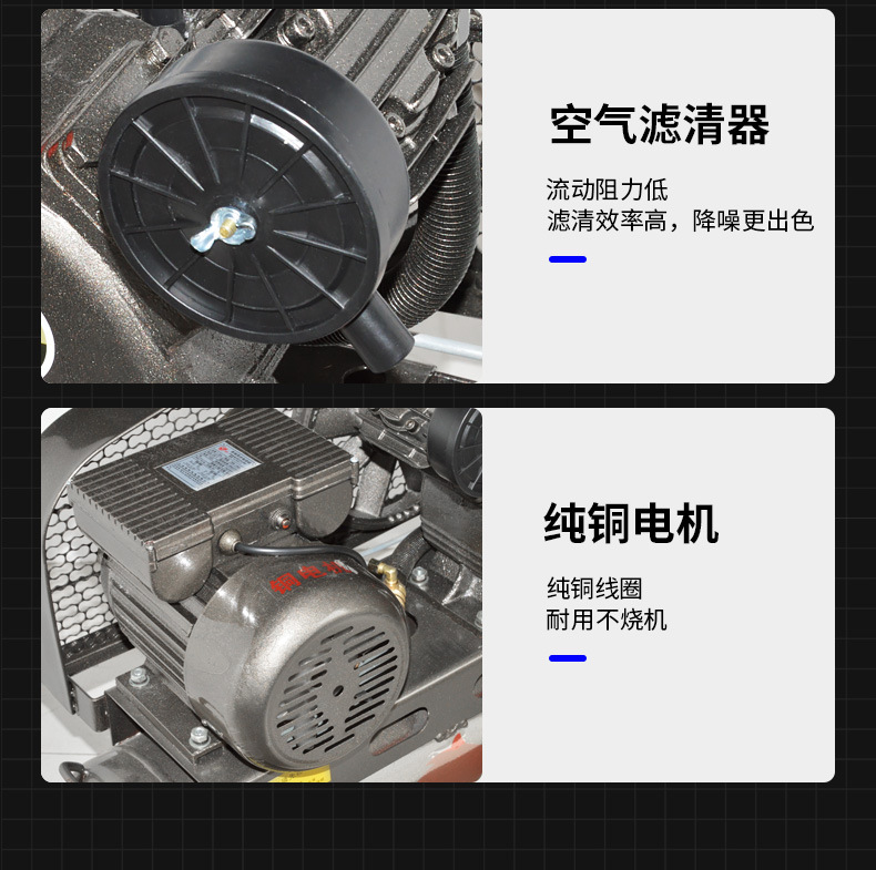 Air Compressor 0.25-8kg Industrial Grade High-Pressure Air Pump 220V Small Air Pump 2.2Kw Air Compressor