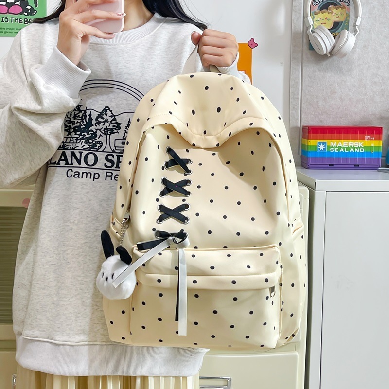 Korean-style school bag for girls, high school students, trendy niche junior high school student backpack, large-capacity bow backpack for women