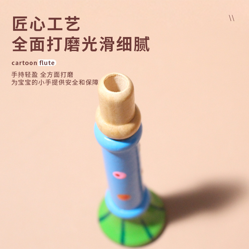 Fábrica directa de los niños tocando instrumento musical trompeta de madera infantil niños educación temprana instrumento musical juguete material didáctico al por mayor