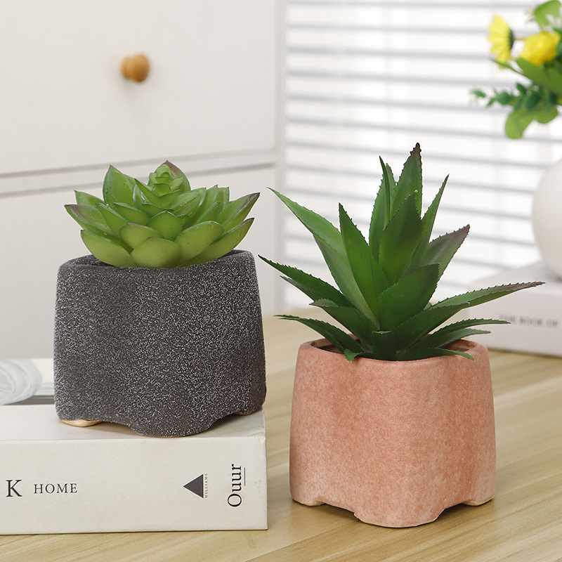 Cerámica de gres suculenta maceta de bambú transpirable simple planta verde planta olla decorativa pequeña maceta creativa al por mayor