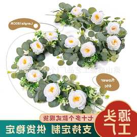 跨境仿真藤蔓桉树叶尤加利藤条家居婚礼绿植餐桌装饰婚礼外贸代发