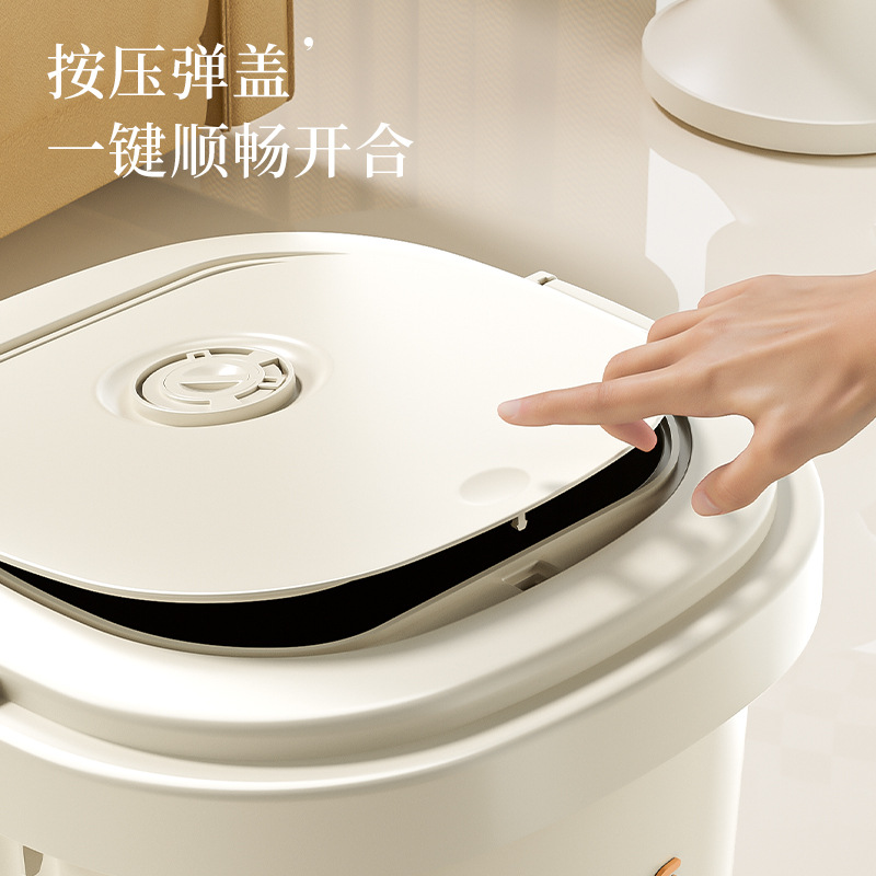 Basura doméstica cuadrada con ruedas de alto valor facial cubre cubo de inodoro de gran capacidad para sala de estar dormitorio cesta de papel especial para cocina