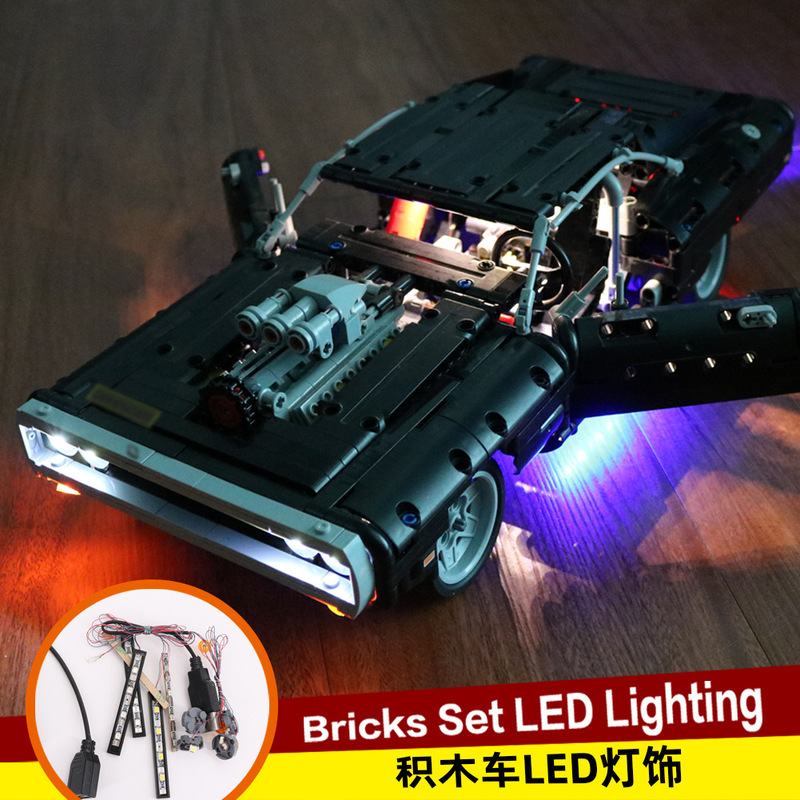 Compatible with Lego 42111 Muscle Car Challenger Building Block Car Creative Led Building Block Lighting Accessories Set
