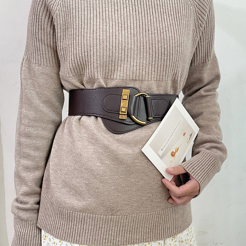 Girdle Women's Decorative Suit Coat Versatile Stretch Elastic No-Punch Sweater Belt Wide Retro Fashion Belt