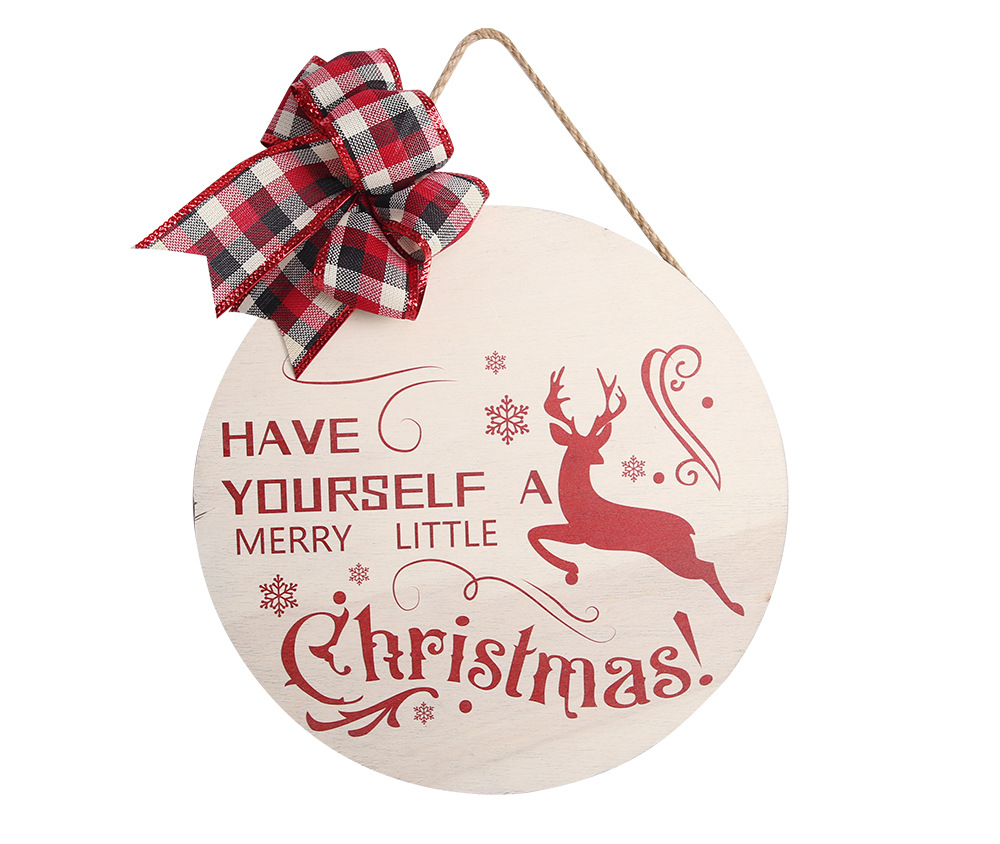 Cartoon Style Style Handmade Craft Christmas Cartoon Style Letter Elk Wood Party Hanging Ornaments Decorations Hanging Ornaments