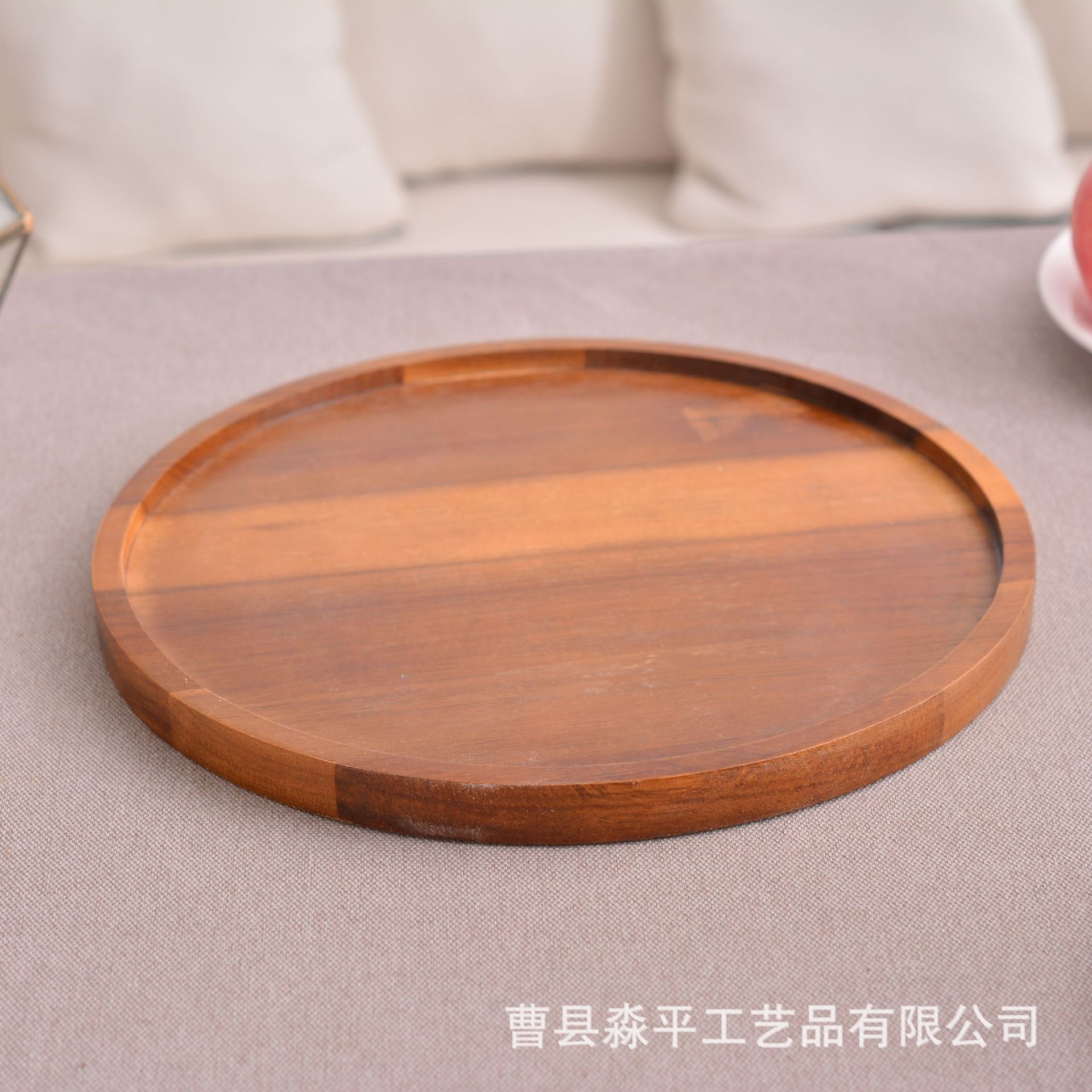 创意家居餐具木托盘相思木圆形木制托盘餐盘蛋糕点心托盘