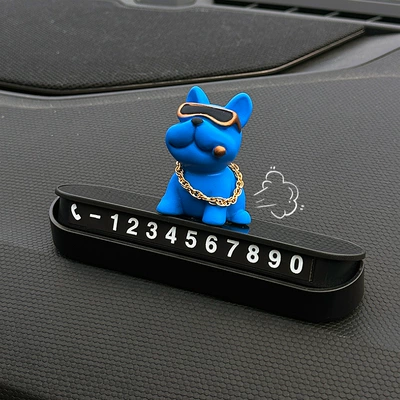 Bulldog Car Decoration Car – Nömrəli dayanma kartı - blue-french-bulldog-mirror-stop-sign